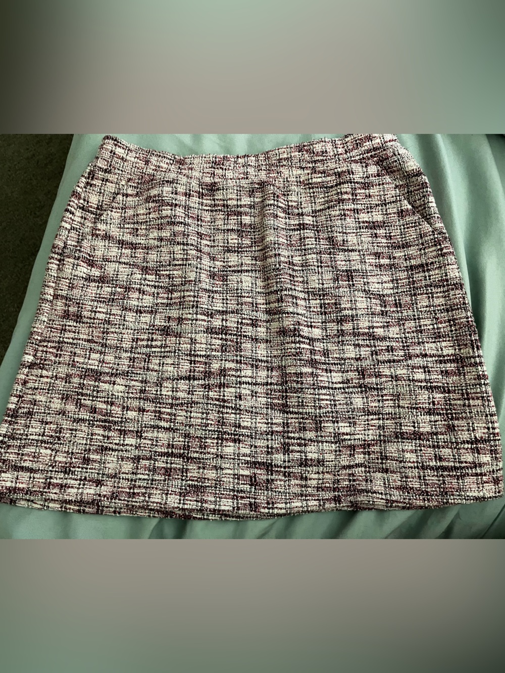 LOFT Cream and Burgundy Tweed Skirt